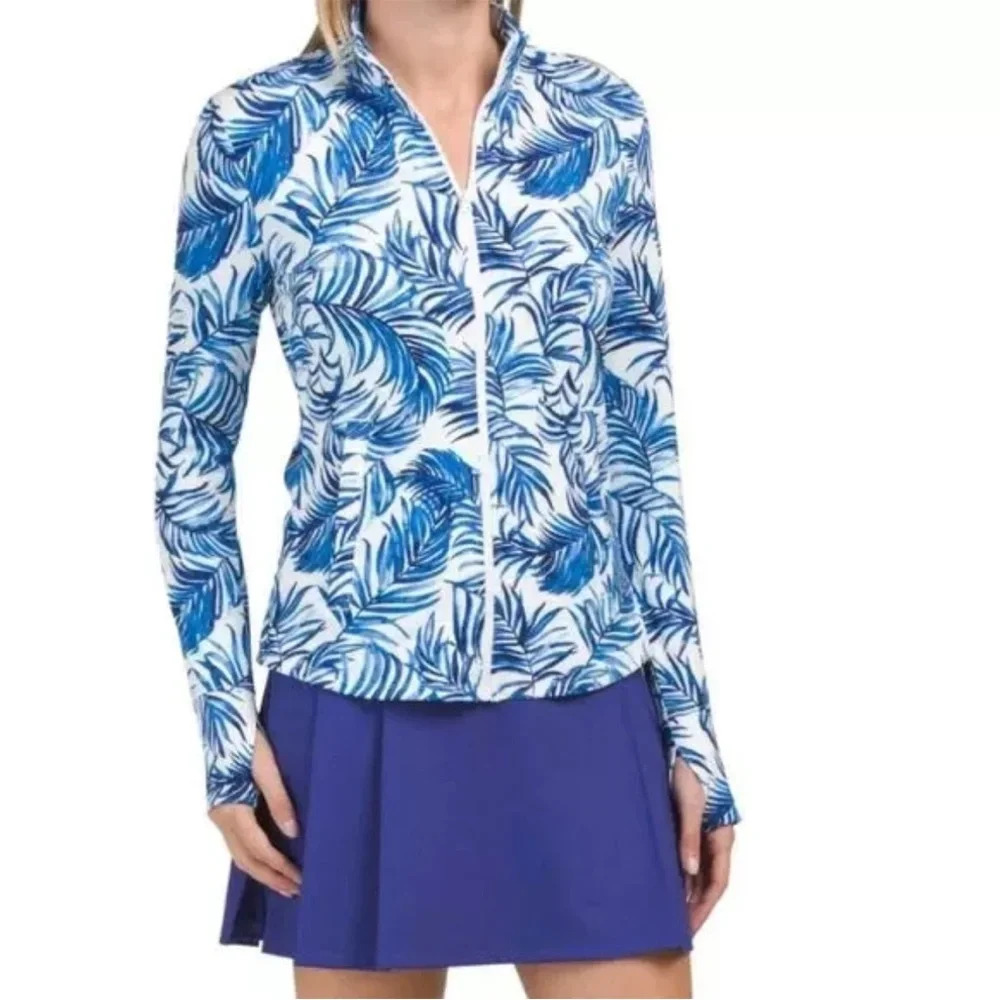 Tommy Bahama Women's Golf Full Zip Sea Palms Blue Jacket NWT Small